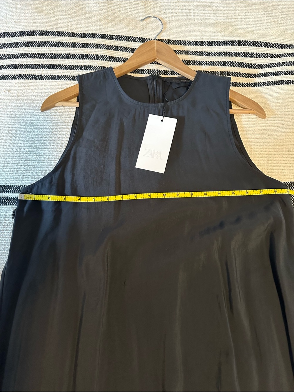 NWT Zara Sleeveless A-Line Maxi Dress Black Modal Blend Size M 3067/395 - Picture 9 of 11